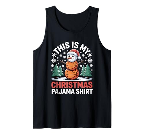 This is My Christmas Pyjama-Shirt, Basketball, Schneemann, Herren, Jungen Tank Top von This Is My Xmas Pajama Shirt Basketball Player