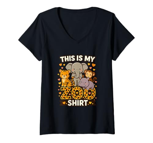 Damen Das ist mein Zoo Shirt Kinder Wildtier Familien Abenteuer T-Shirt mit V-Ausschnitt Damen Das ist mein Zoo Shirt Kinder Wildtier Familien Abenteuer T-Shirt mit V-Ausschnitt von This Is My Zoo Day Shirt Kids Family Zoo Lover