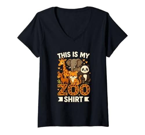 Damen Das ist mein Zoo Shirt Kinder Wildtier Familien Abenteuer T-Shirt mit V-Ausschnitt Damen Das ist mein Zoo Shirt Kinder Wildtier Familien Abenteuer T-Shirt mit V-Ausschnitt von This Is My Zoo Day Shirt Kids Family Zoo Lover