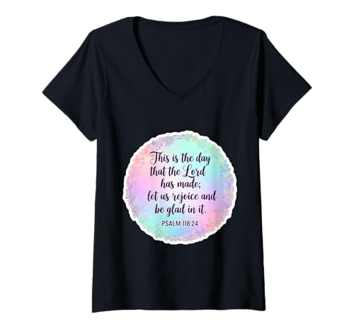 Damen Christlicher Bibelvers This is The Day That The Lord Has Made T-Shirt mit V-Ausschnitt Damen Christlicher Bibelvers This is The Day That The Lord Has Made T-Shirt mit V-Ausschnitt von This Is The Day That The Lord Has Made Merch