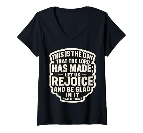 Damen Christliches Bibelzitat This is The Day That The Lord Has Made T-Shirt mit V-Ausschnitt Damen Christliches Bibelzitat This is The Day That The Lord Has Made T-Shirt mit V-Ausschnitt von This Is The Day That The Lord Has Made Products