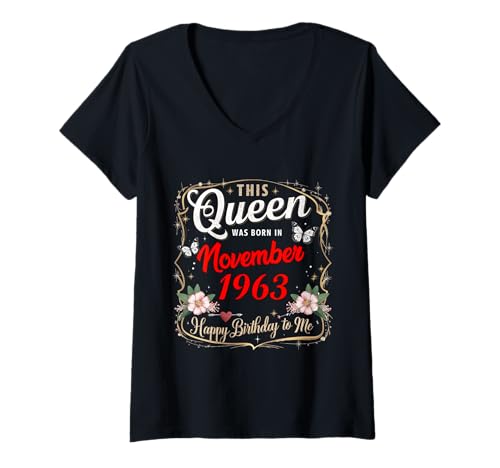 Damen Diese Königin wurde im November 1963 geboren November Geburtstag Frauen T-Shirt mit V-Ausschnitt Damen Diese Königin wurde im November 1963 geboren November Geburtstag Frauen T-Shirt mit V-Ausschnitt von This Queen Was Born In November 1963 November