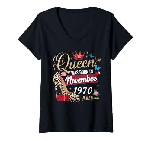 Damen Diese Königin wurde im November 1970 geboren November Geburtstag Frauen T-Shirt mit V-Ausschnitt Damen Diese Königin wurde im November 1970 geboren November Geburtstag Frauen T-Shirt mit V-Ausschnitt von This Queen Was Born In November 1970 November
