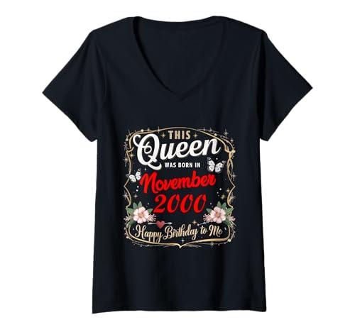 Damen Diese Königin wurde im November 2000 geboren November Geburtstag Frauen T-Shirt mit V-Ausschnitt Damen Diese Königin wurde im November 2000 geboren November Geburtstag Frauen T-Shirt mit V-Ausschnitt von This Queen Was Born In November 2000 November