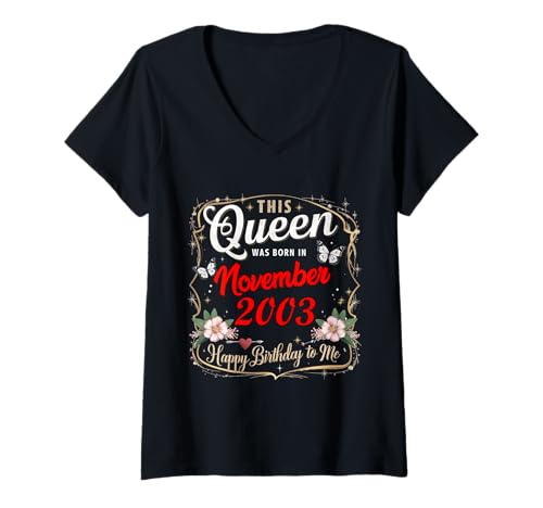 Damen Diese Königin wurde im November 2003 geboren November Geburtstag Frauen T-Shirt mit V-Ausschnitt Damen Diese Königin wurde im November 2003 geboren November Geburtstag Frauen T-Shirt mit V-Ausschnitt von This Queen Was Born In November 2003 November