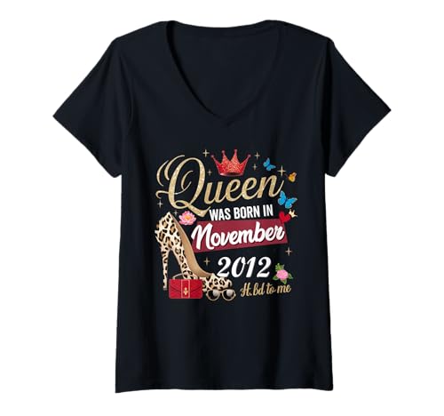 Damen Diese Königin wurde im November 2012 geboren November Geburtstag Frauen T-Shirt mit V-Ausschnitt Damen Diese Königin wurde im November 2012 geboren November Geburtstag Frauen T-Shirt mit V-Ausschnitt von This Queen Was Born In November 2012 November