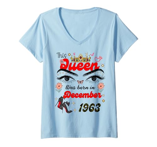 Damen Diese Königin wurde im Dezember 1963 geboren Dezember Geburtstag Frauen T-Shirt mit V-Ausschnitt Damen Diese Königin wurde im Dezember 1963 geboren Dezember Geburtstag Frauen T-Shirt mit V-Ausschnitt von This Queen Was Born On December 1963 December