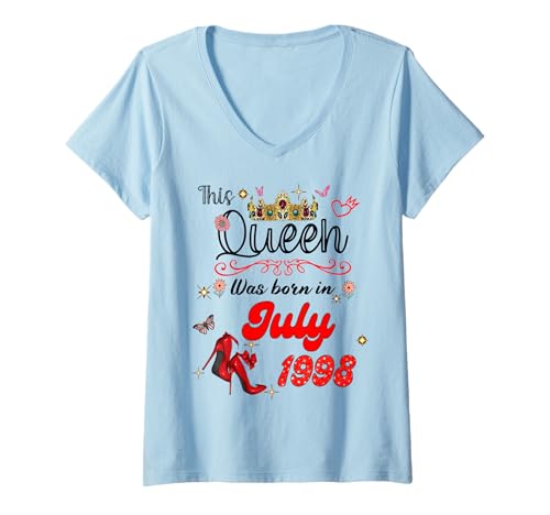 Damen Diese Königin wurde im Juli 1998 geboren Juli Geburtstag Frauen T-Shirt mit V-Ausschnitt Damen Diese Königin wurde im Juli 1998 geboren Juli Geburtstag Frauen T-Shirt mit V-Ausschnitt von This Queen Was Born On July 1998 July