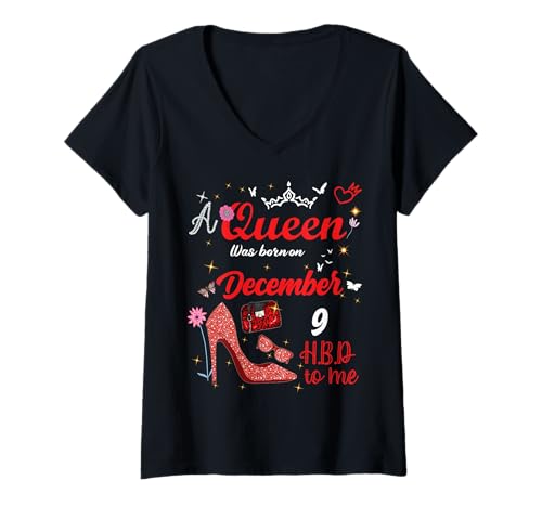 Damen 9. Dezember Geburtstag Diese Königin wurde am 9. Dezember geboren T-Shirt mit V-Ausschnitt Damen 9. Dezember Geburtstag Diese Königin wurde am 9. Dezember geboren T-Shirt mit V-Ausschnitt von This Queen Was Born on December 9 December