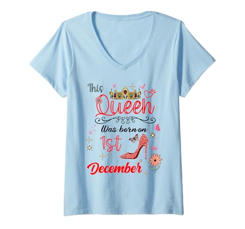 Damen 1. Dezember Geburtstag Diese Königin wurde am 1. Dezember geboren T-Shirt mit V-Ausschnitt Damen 1. Dezember Geburtstag Diese Königin wurde am 1. Dezember geboren T-Shirt mit V-Ausschnitt von This Queen Was born on December 1 December