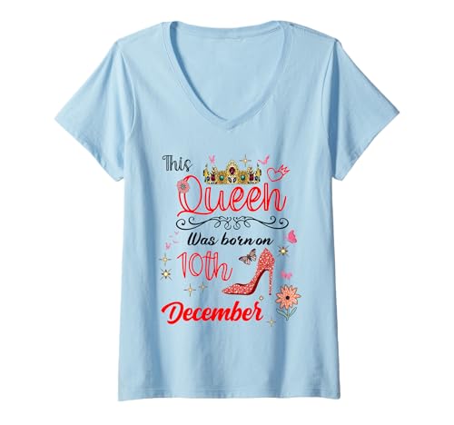 Damen 10. Dezember Geburtstag Diese Königin wurde am 10. Dezember geboren T-Shirt mit V-Ausschnitt Damen 10. Dezember Geburtstag Diese Königin wurde am 10. Dezember geboren T-Shirt mit V-Ausschnitt von This Queen Was born on December 10 December