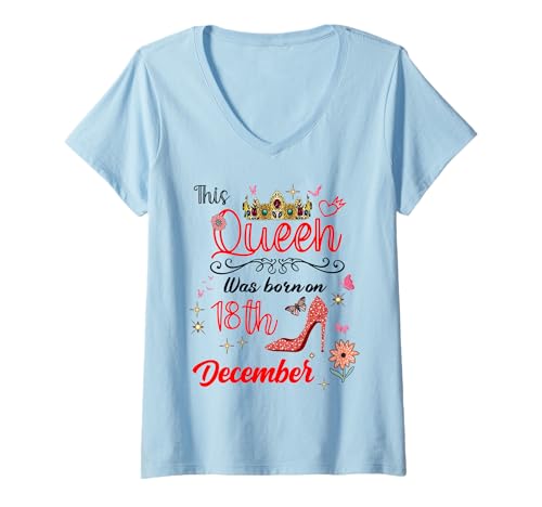 Damen 18. Dezember Geburtstag Diese Königin wurde am 18. Dezember geboren T-Shirt mit V-Ausschnitt Damen 18. Dezember Geburtstag Diese Königin wurde am 18. Dezember geboren T-Shirt mit V-Ausschnitt von This Queen Was born on December 18 December