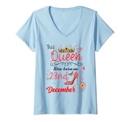 Damen 23. Dezember Geburtstag Diese Königin wurde am 23. Dezember geboren T-Shirt mit V-Ausschnitt Damen 23. Dezember Geburtstag Diese Königin wurde am 23. Dezember geboren T-Shirt mit V-Ausschnitt von This Queen Was born on December 23 December