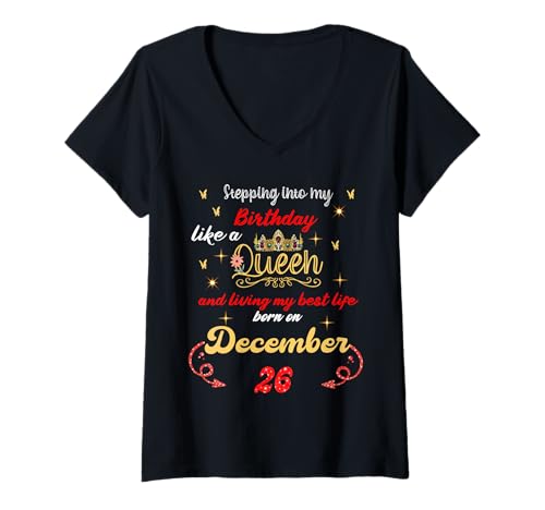 Damen Queen wurde am 26. Dezember geboren. Kurz vor Meinem Geburtstag T-Shirt mit V-Ausschnitt Damen Queen wurde am 26. Dezember geboren. Kurz vor Meinem Geburtstag T-Shirt mit V-Ausschnitt von This Queen Was born on December 26 Birthday