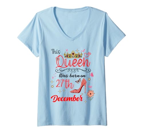 Damen 27. Dezember Geburtstag Diese Königin wurde am 27. Dezember geboren T-Shirt mit V-Ausschnitt Damen 27. Dezember Geburtstag Diese Königin wurde am 27. Dezember geboren T-Shirt mit V-Ausschnitt von This Queen Was born on December 27 December