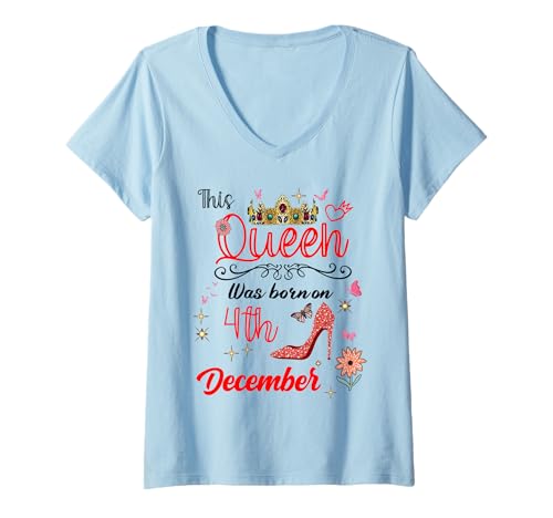 Damen 4. Dezember Geburtstag Diese Königin wurde am 4. Dezember geboren T-Shirt mit V-Ausschnitt Damen 4. Dezember Geburtstag Diese Königin wurde am 4. Dezember geboren T-Shirt mit V-Ausschnitt von This Queen Was born on December 4 December