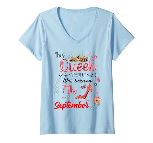 Damen 7. September Geburtstag Diese Königin wurde am 7. September geboren T-Shirt mit V-Ausschnitt Damen 7. September Geburtstag Diese Königin wurde am 7. September geboren T-Shirt mit V-Ausschnitt von This Queen Was born on September 7 September