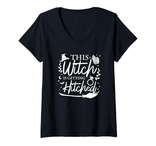 Damen Diese Hexe Wird verheiratet | Witches Witchy Bridal T-Shirt mit V-Ausschnitt Damen Diese Hexe Wird verheiratet | Witches Witchy Bridal T-Shirt mit V-Ausschnitt von This Witch is Getting Hitched Brides Witches