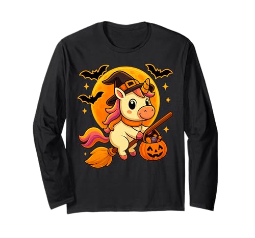 Niedliches Einhorn Hexe Kürbis Halloween Kostüm Jungen Mädchen Langarmshirt Niedliches Einhorn Hexe Kürbis Halloween Kostüm Jungen Mädchen Langarmshirt von This is how I Halloween Keep Halloween Simple