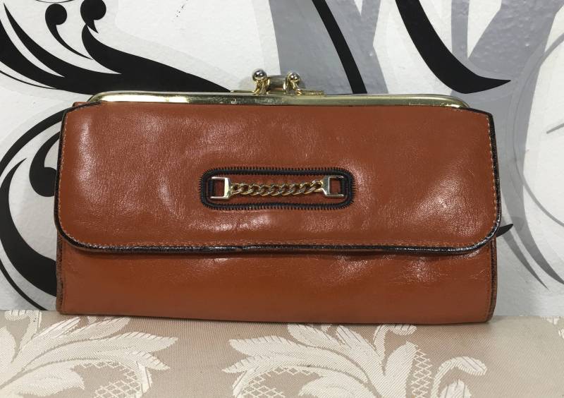 Vintage Ledergeldbörse, Folding Brieftasche, Scheckheft Geldbörse, Damenbörse Leder Braun von ThisAndThatToGo