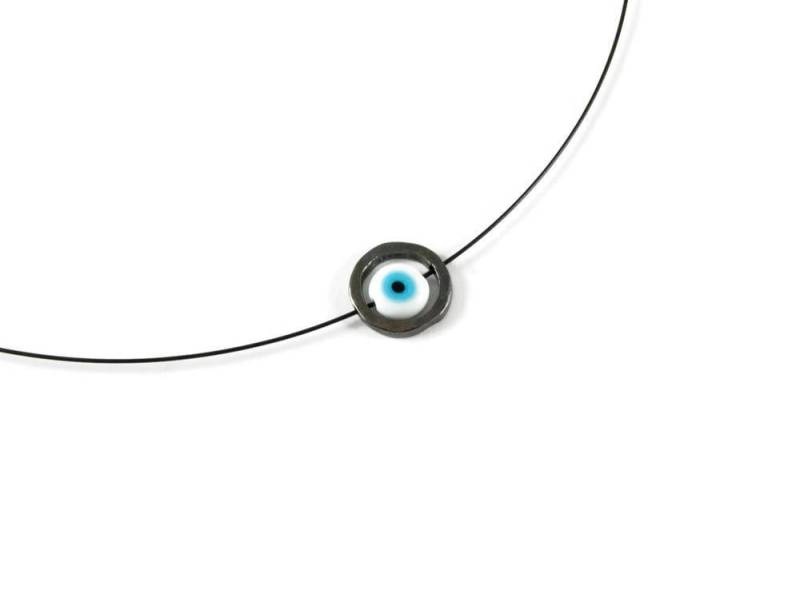 Böse Auge Schutz Charme Sterling Silber Anhänger Schwarz Platin Vergoldet Oder Drei Farben Erhältlich A' Qualität Glasauge von ThisAndThatWorkshop