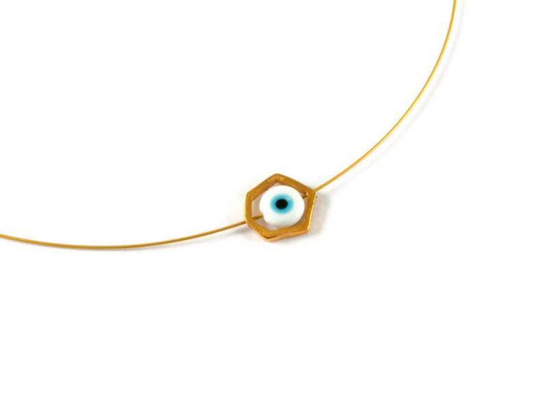 Böse Glas Auge Schutz Charme Sterling Silber Polygon E-Anhänger Schwarz Platin Vergoldet Oder Chic Geschenk Für Sie Unter 30 von ThisAndThatWorkshop