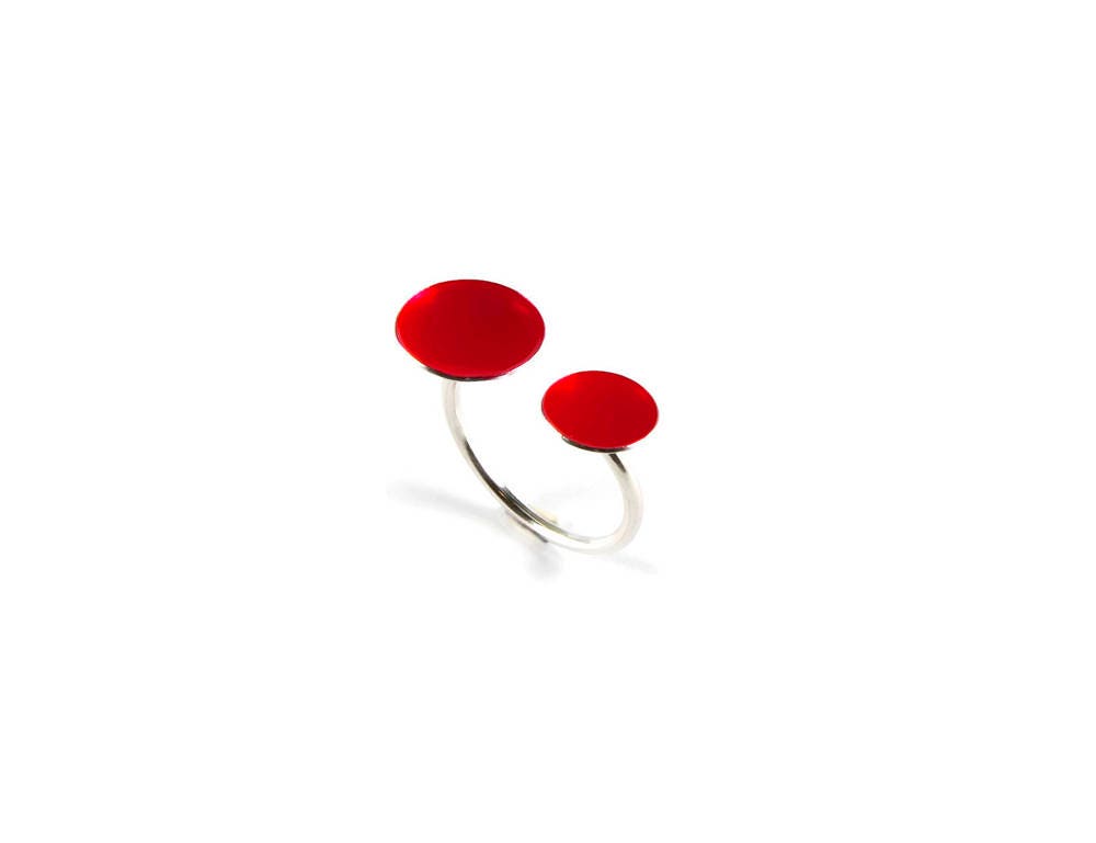 Color Dots Doppel-Offener Ring Unique Druzy Bright Yellow Sparkling Enamel Other Custom Colors Simple Modern Statement Light Reflector von ThisAndThatWorkshop