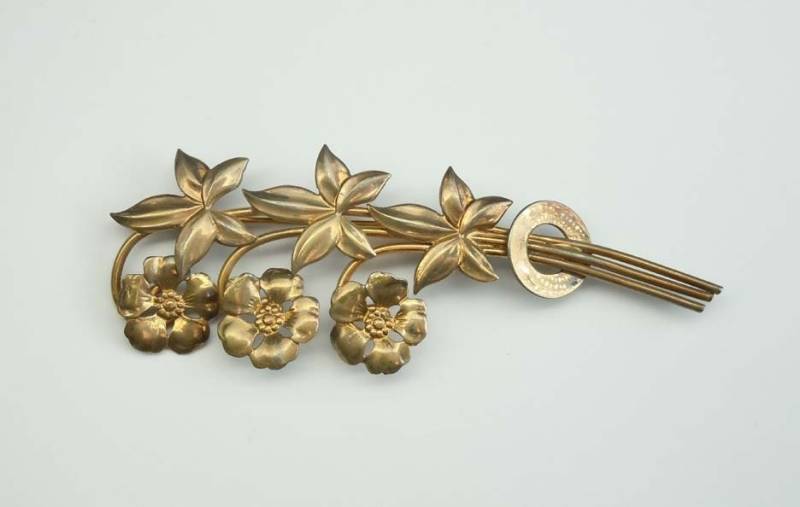 12Kt Gf Jugendstil Rose Gold Blume Brosche Blumen Rosa von ThisArtGallery