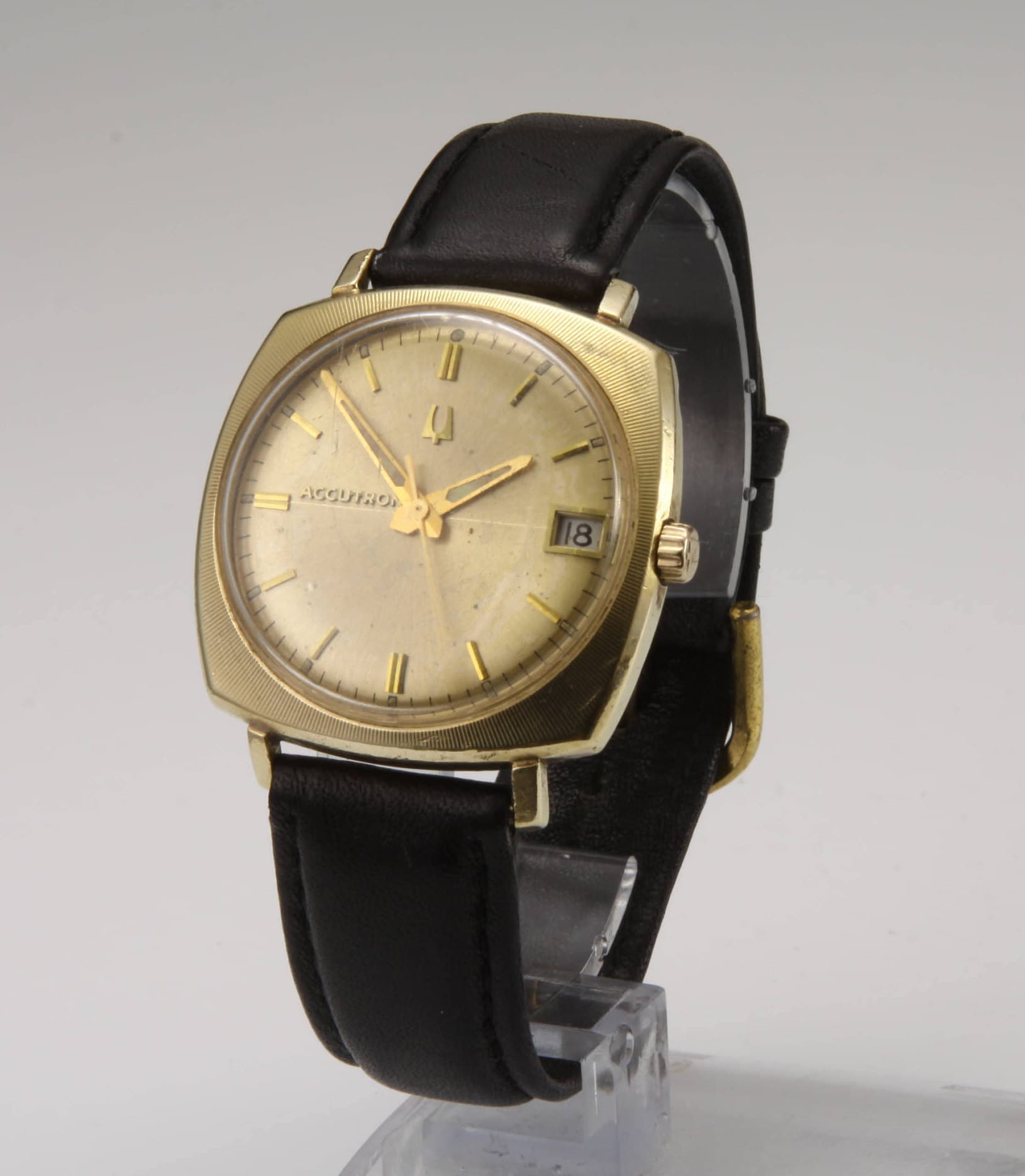 14 K Gold Gefüllt Accutron Champagner Stick Zifferblatt Kalender Kleid Herrenuhr von ThisArtGallery