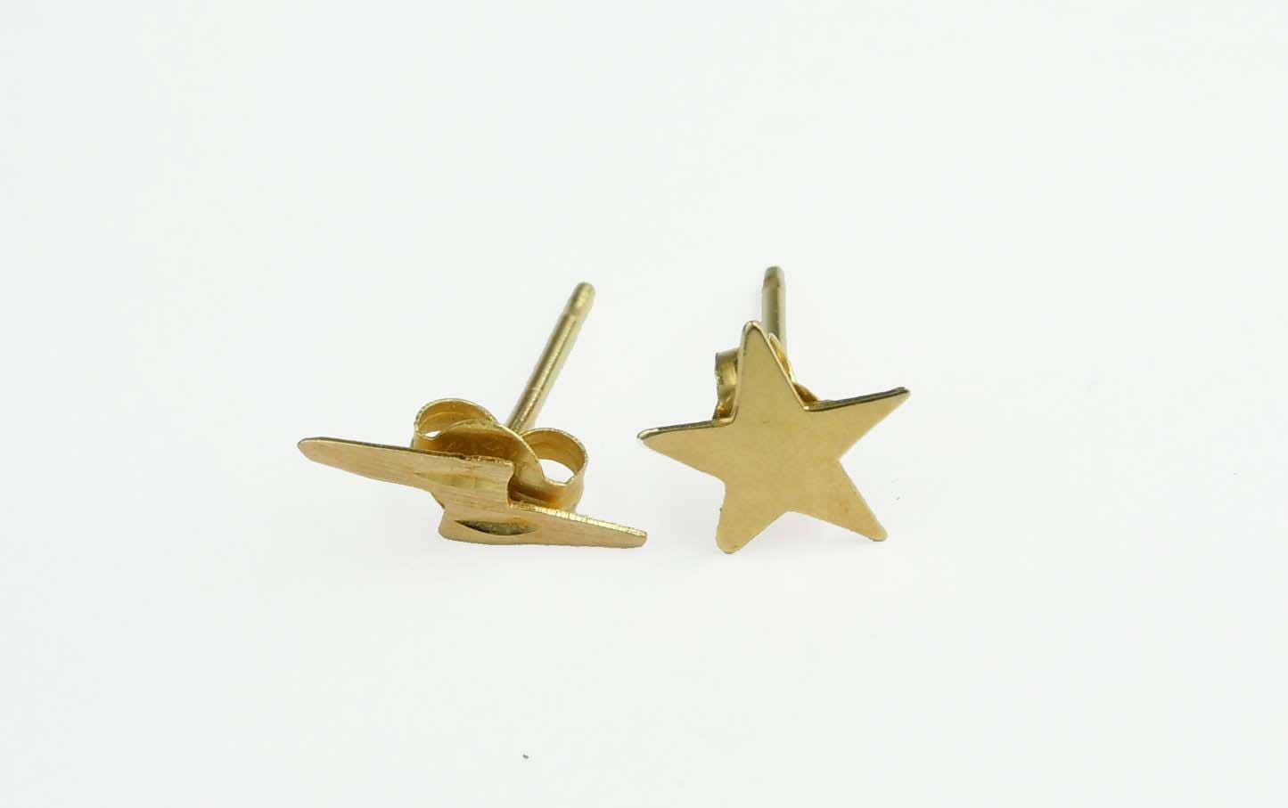 14Kt Gelbgold Lightning Bolt Und Star Stud Ohrringe in Poliert Satin von ThisArtGallery
