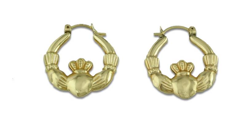 14Kt Gold Claddagh Claddaugh Cladagh Huggie Ohrringe von ThisArtGallery