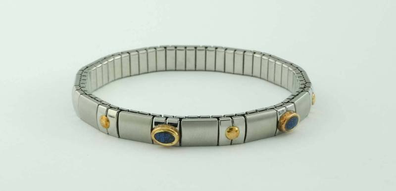 14Kt Gold Edelstahl Blau Emaille Armreif von ThisArtGallery