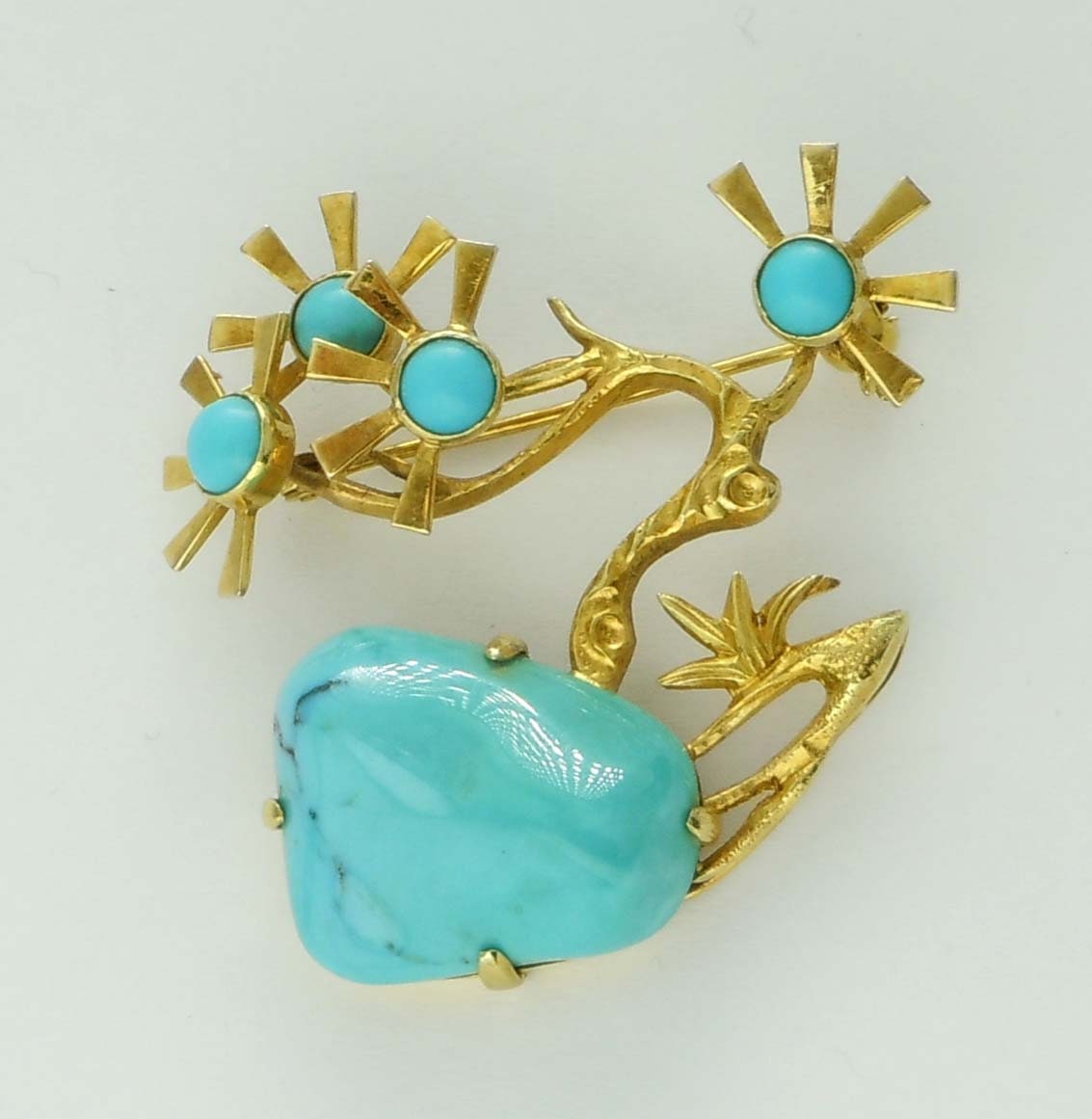 14Kt Gold Türkis Bonsai Baum Brosche Blume Blumen Japanisch von ThisArtGallery