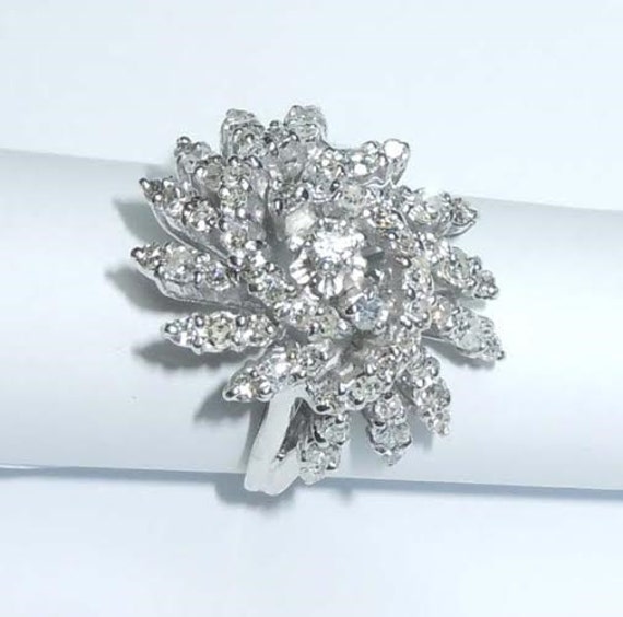 14Kt Weißgold 1Ct Diamant Spirale Galaxie Cocktail Ring 60Er Deco Stil von ThisArtGallery