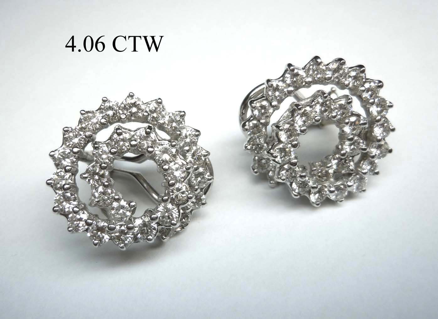 14Kt Weißgold 4.06Ctw Vvs2 Vs1 Diamant Spiralohrringe von ThisArtGallery