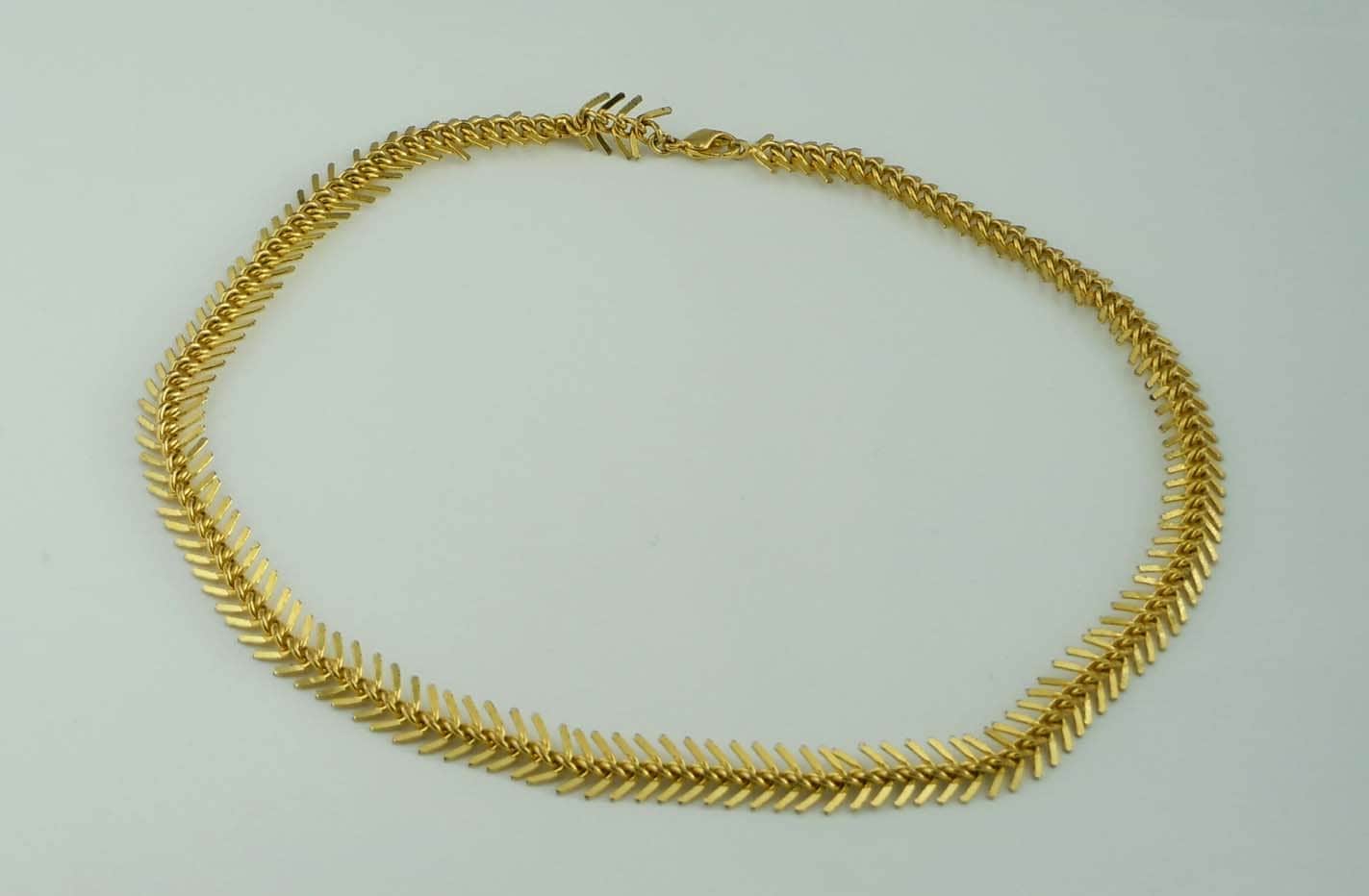 18 Zoll Gold Ton Fisch Knochen Hummer Verschluss Halskette Fischgrät von ThisArtGallery