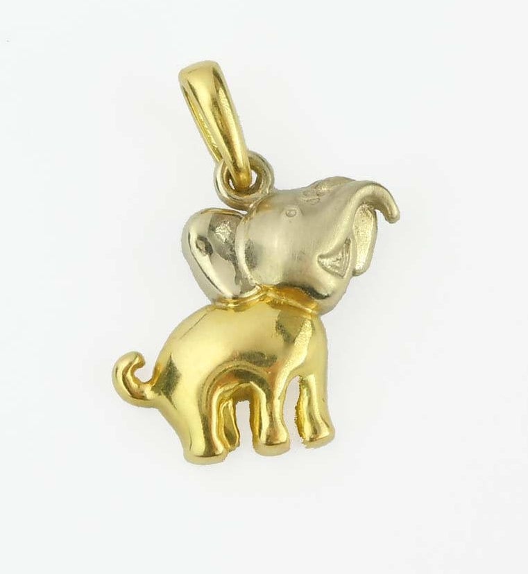 750 Italien Zwei Ton 18Kt Gelbgold Viel Glück Elefant Charme Anhänger Satin Und Poliert Finish 18K von ThisArtGallery