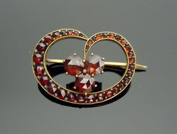 9Ct Gold Art Nouveau Ära Boho Granat Brosche von ThisArtGallery