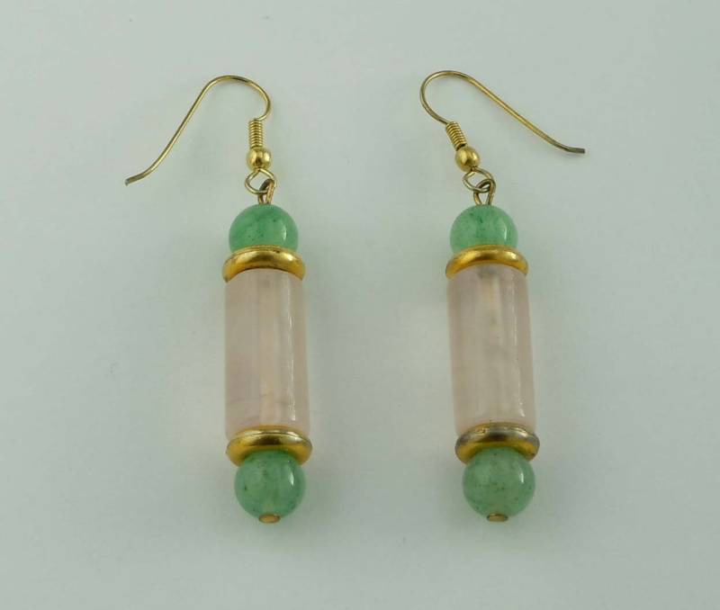 Atemberaubende Rosenquarz Jade Perlenohrringe von ThisArtGallery