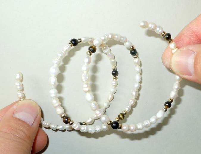 Extrem Flexible Barocke Perle 14Kt Gold Tigerauge Wrap-Around Armband von ThisArtGallery