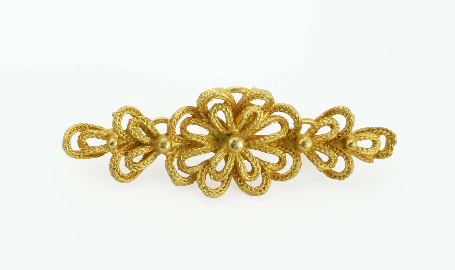 Jahrgang Vergoldetem Metall Chevron Spitze Seil Muster Band Form Blumen Brosche von ThisArtGallery