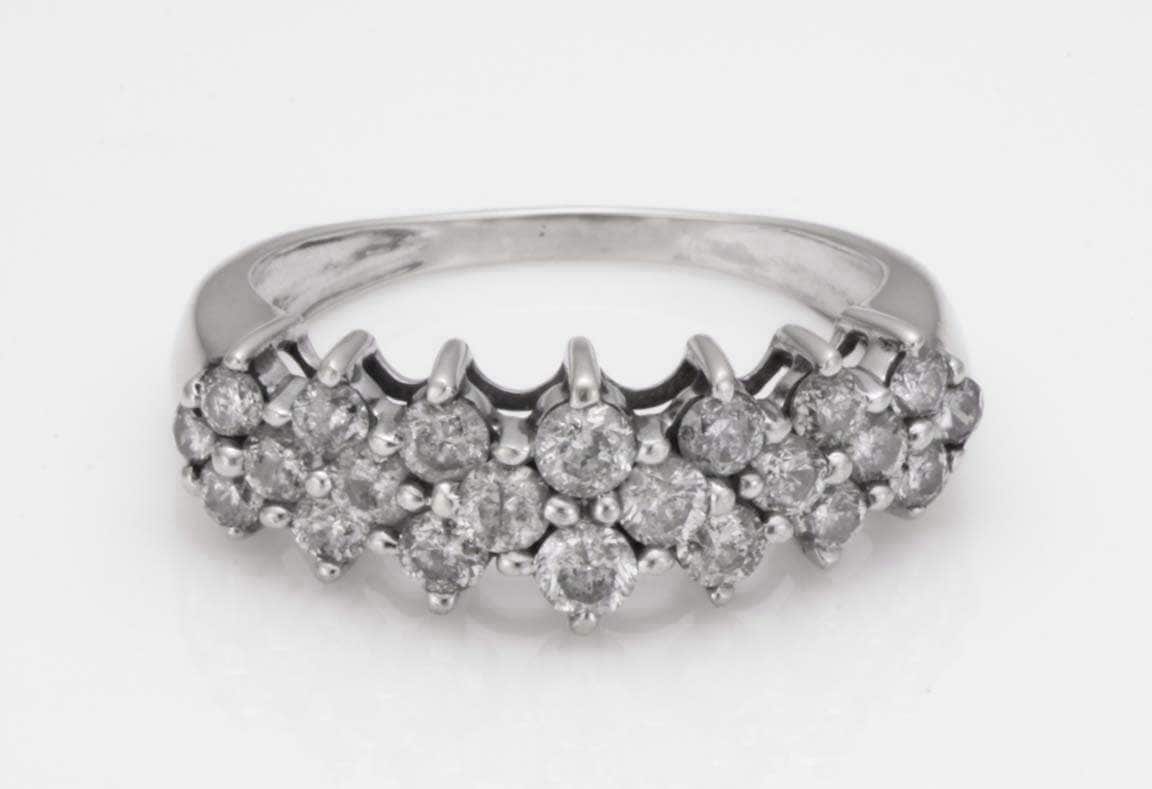 Nachlass 1.02Ct Diamant 14K Weißgold Cluster Ring Größe 5, 5 Box R158 von ThisArtGallery