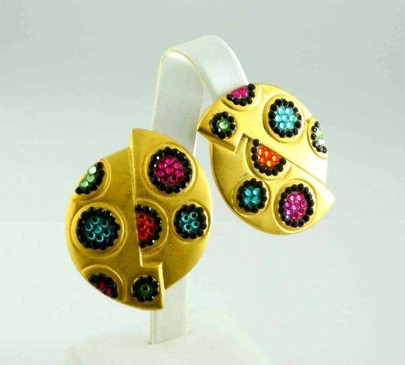 Retro 80Er Jahre Richard Kerr Lebendige Strass Ohrclips von ThisArtGallery