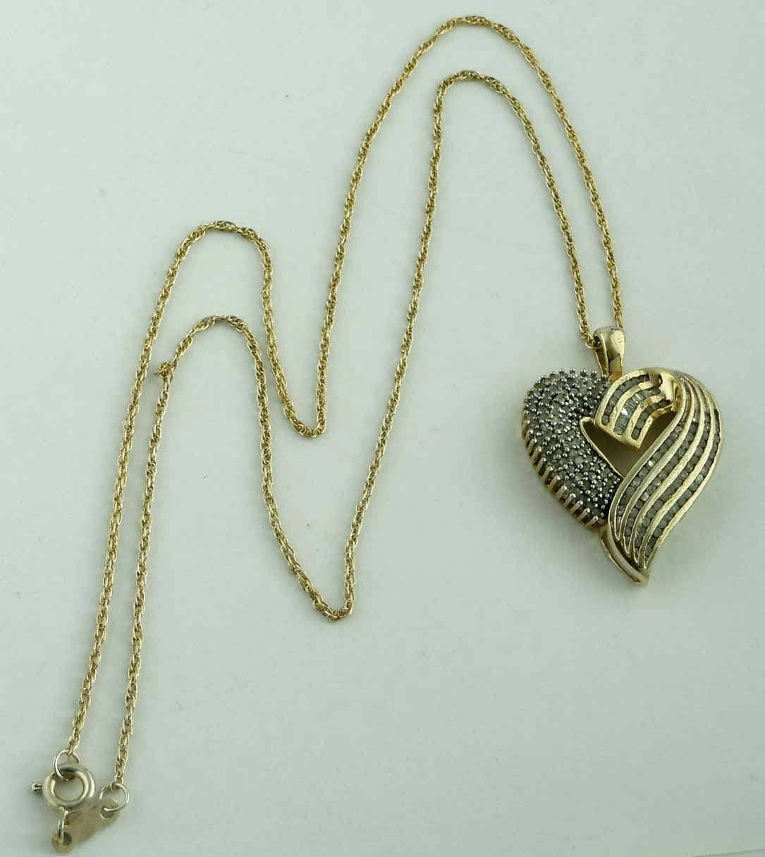 Vintage Gold Ton Vermeil Sterling Silber 1Ct Diamant Herz Anhänger Mit 18 In. Kette Halskette von ThisArtGallery