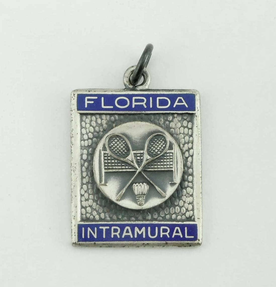 Vintage-Matte Finish Sterling Silber Emaille Florida Intramuralen Badminton Charm-Anhänger von ThisArtGallery