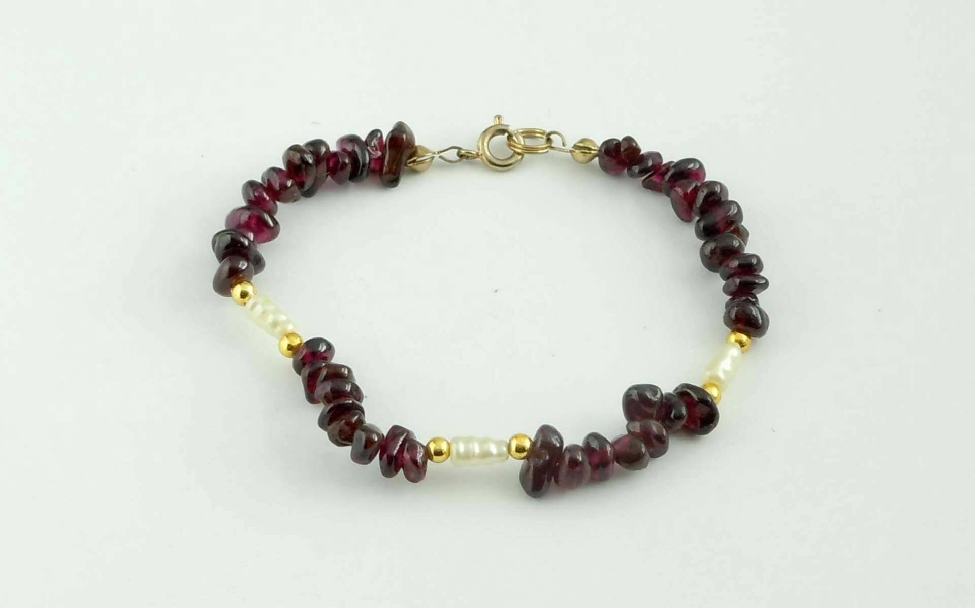 Vintage Polierter Roh Amethyst, Perle, 14 K Gold Bead Armband Februar Birthstone von ThisArtGallery