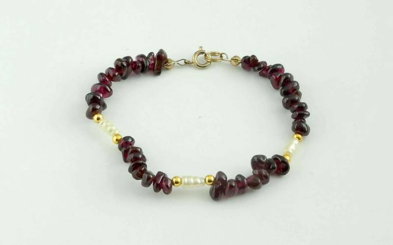 Vintage Polierter Roh Amethyst, Perle, 14 K Gold Bead Armband Februar Birthstone von ThisArtGallery
