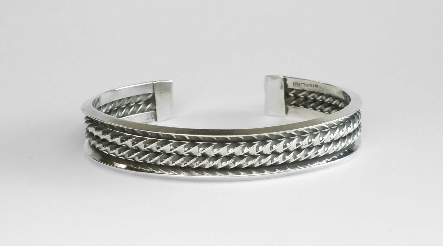 Vintage Sterling Silber Doppel Kabel Manschette Armband von ThisArtGallery