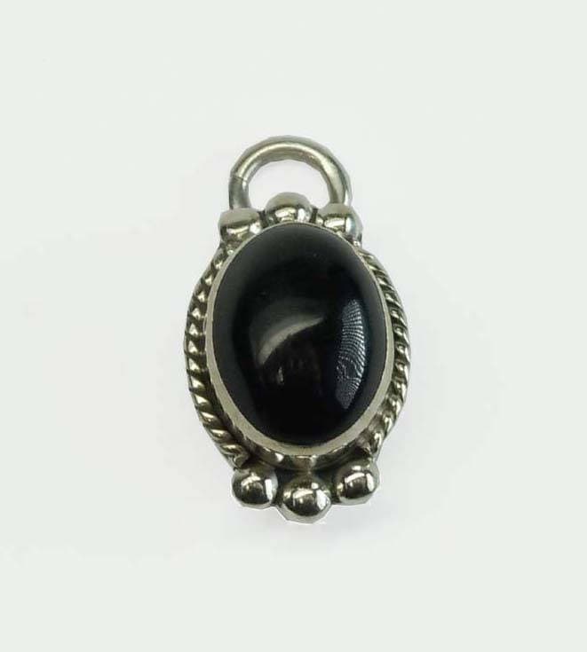 Vintage Sterling Silber Ovale Onyx Cabochon Charm Anhänger Slider von ThisArtGallery