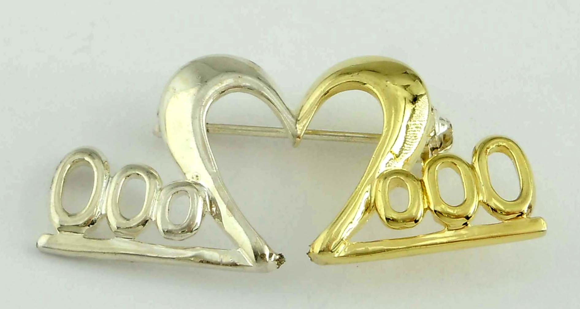 Zwei Ton Vermeil Sterling Silber Offen Liebevolle Herz Küssen Schwäne Brosche Pin von ThisArtGallery